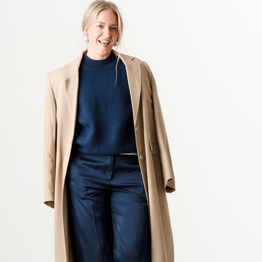 Navy Wool Cashmere Jumper – 70% Wool 30% Cashmere – Amy style, Porridge Knitwear