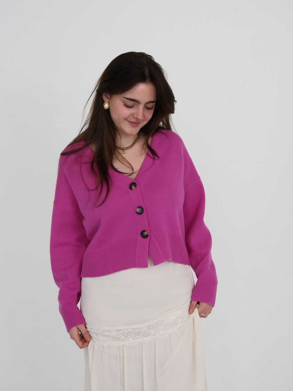 Cashmere Lucy Cardigan - Pink