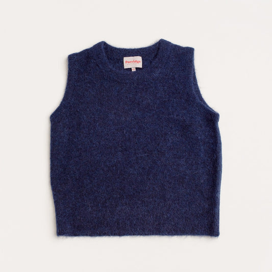 Blue sleeveless wool tank sweater