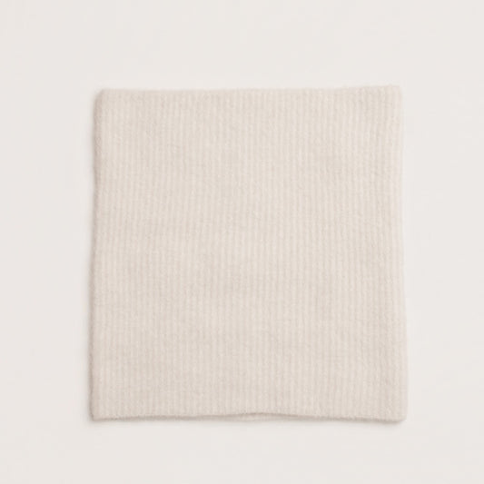 cream alpaca and wool snood laid flat