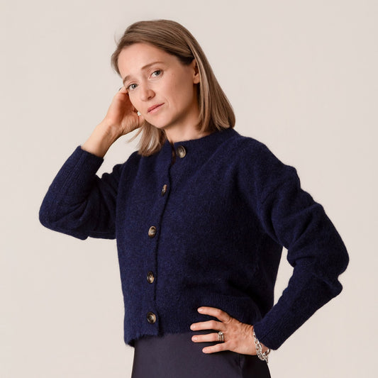 Alpaca Gerry Cardigan - Inky Blue