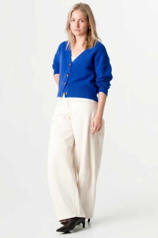 Blue Wool Cashmere Cardigan – 70% Wool 30% Cashmere – Lucy style, Porridge Knitwear