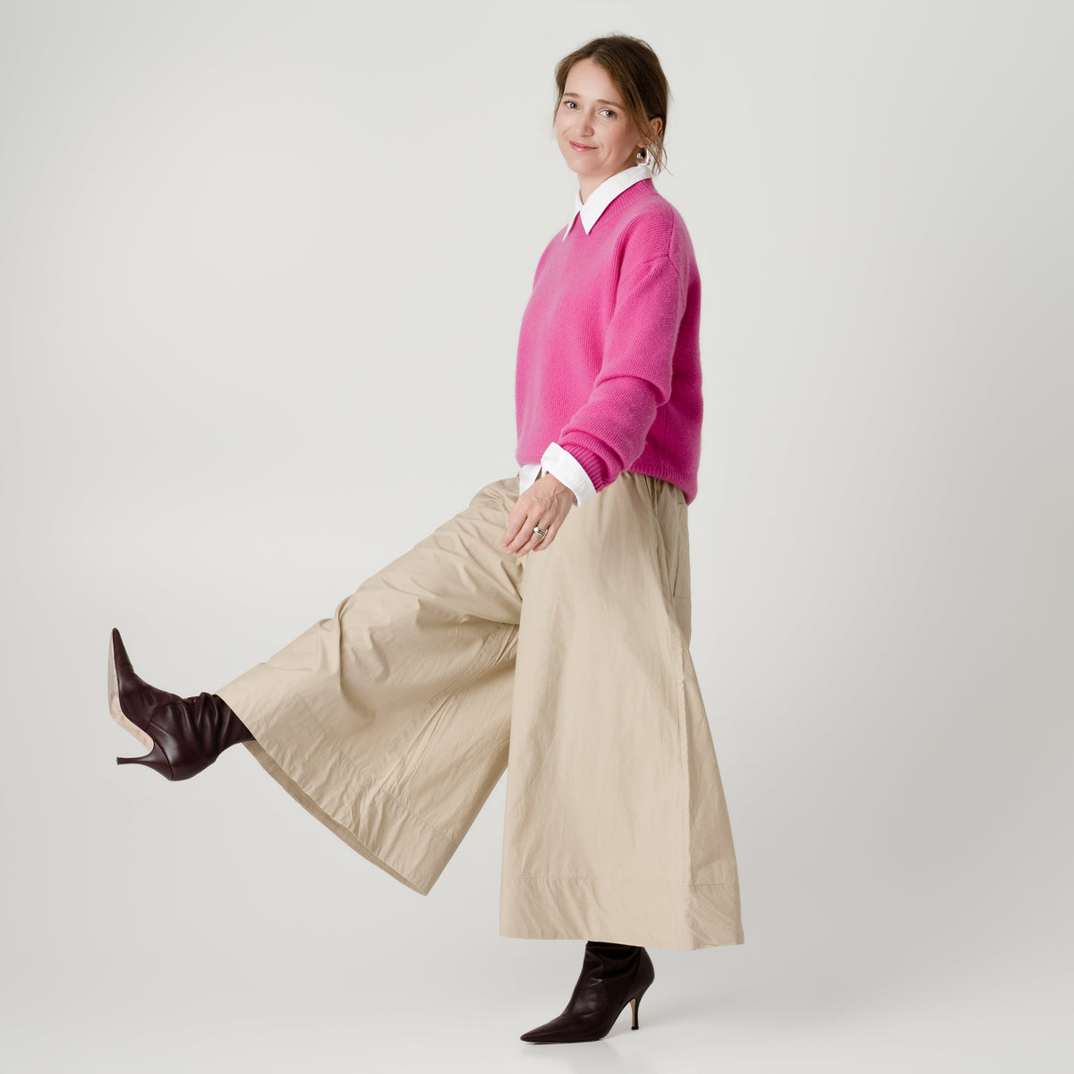 Pink Wool Cashmere Jumper – 70% Wool 30% Cashmere – Amy style, Porridge Knitwear