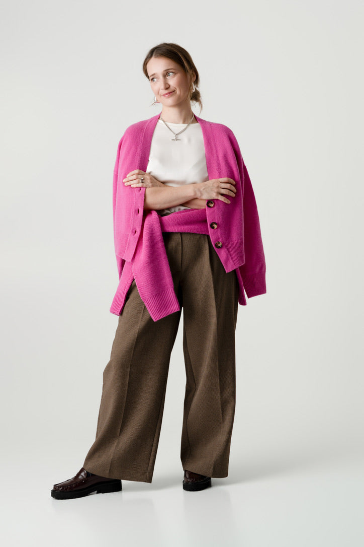 Pink Wool Cashmere Cardigan – 70% Wool 30% Cashmere – Lucy style, Porridge Knitwear