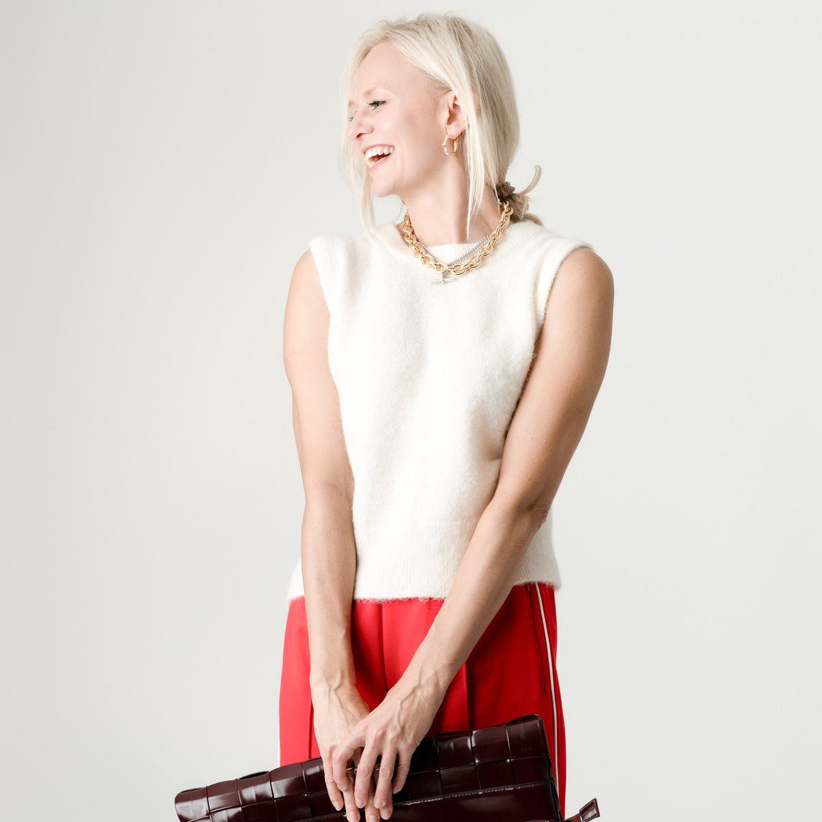 White Alpaca Wool Tank – 55% Alpaca 15% Wool – Julia style, Porridge Knitwear