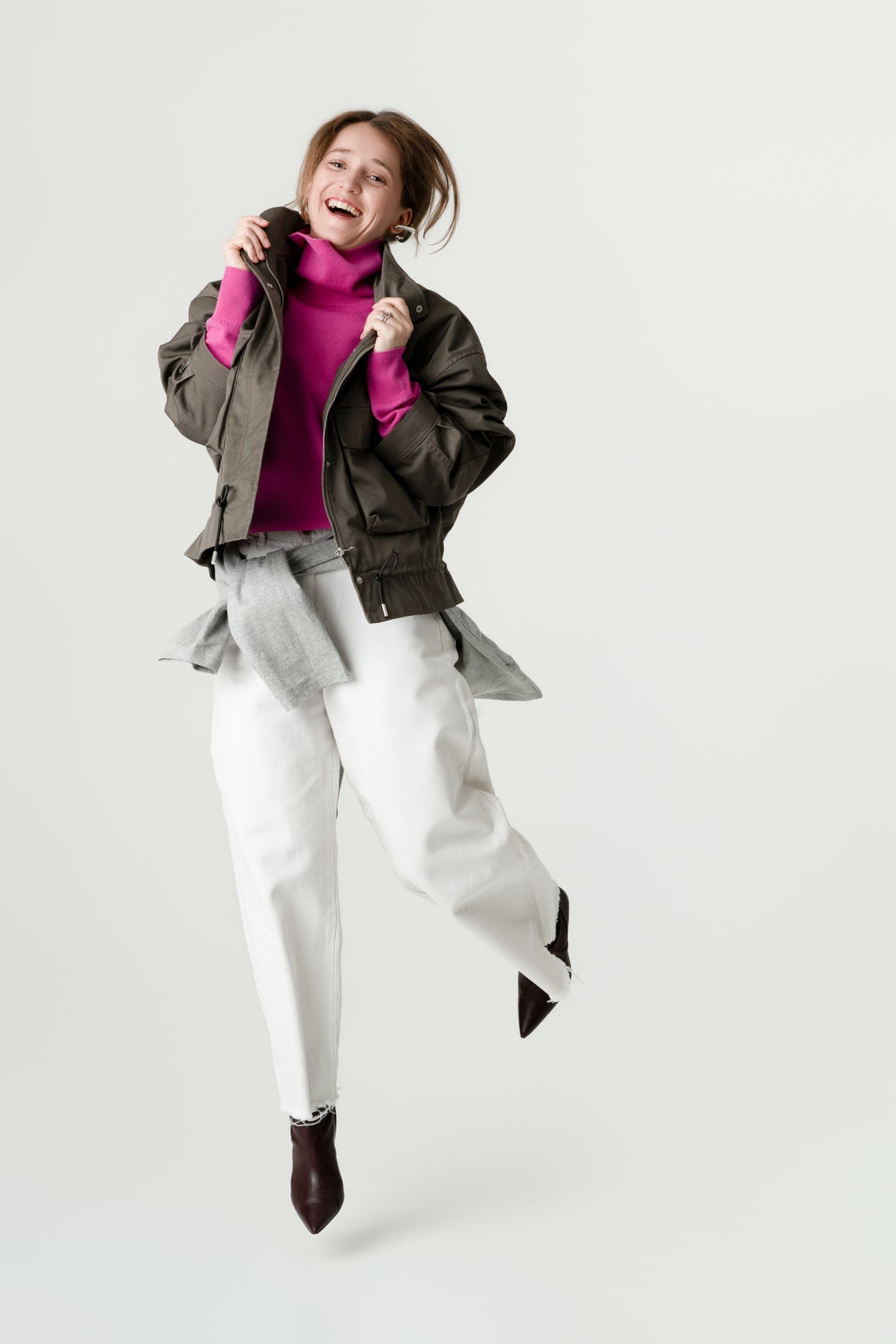 Pink Wool Cashmere Poloneck – 70% Wool 30% Cashmere – Anne style, Porridge Knitwear