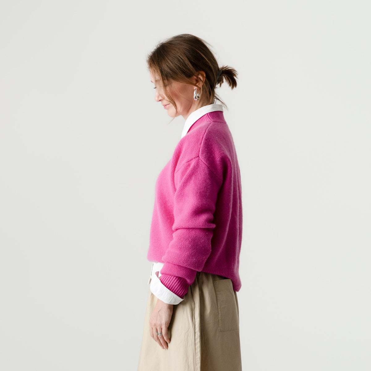 Pink Wool Cashmere Jumper – 70% Wool 30% Cashmere – Amy style, Porridge Knitwear