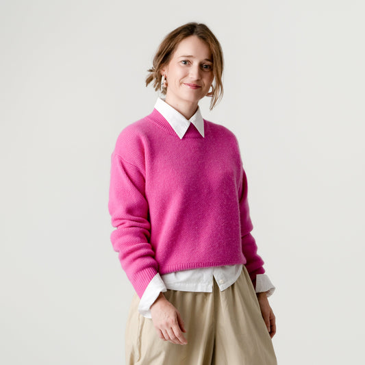 Pink Wool Cashmere Jumper – 70% Wool 30% Cashmere – Amy style, Porridge Knitwear