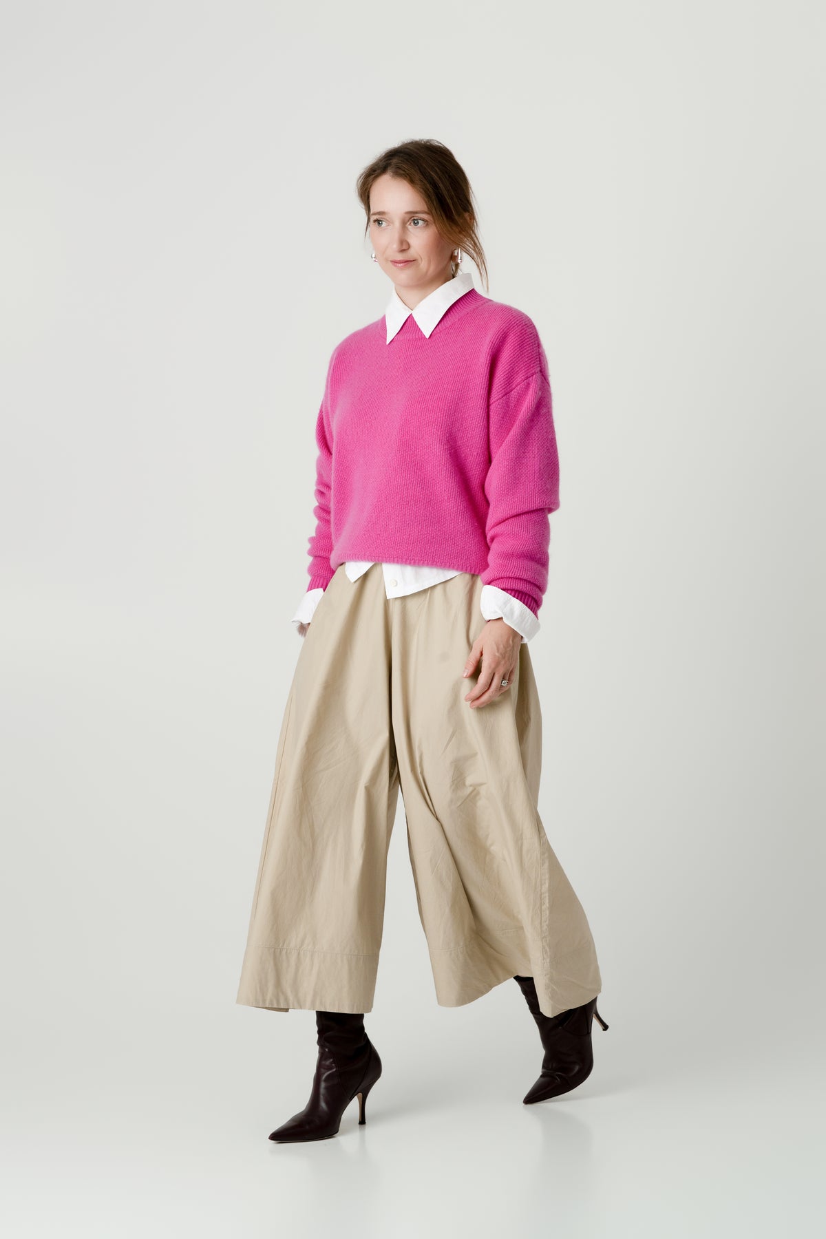 Pink Wool Cashmere Jumper – 70% Wool 30% Cashmere – Amy style, Porridge Knitwear