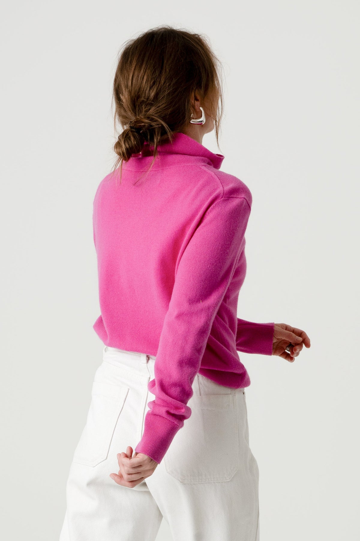 Pink Wool Cashmere Poloneck – 70% Wool 30% Cashmere – Anne style, Porridge Knitwear