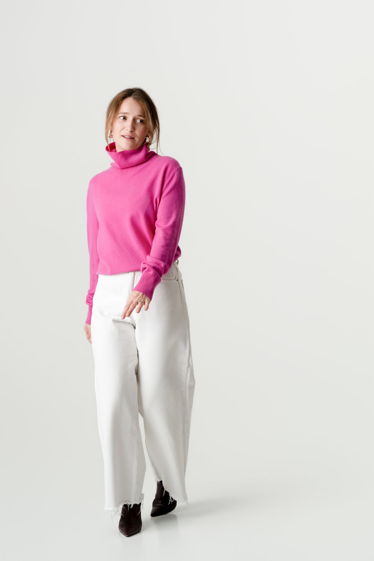 Pink Wool Cashmere Poloneck – 70% Wool 30% Cashmere – Anne style, Porridge Knitwear