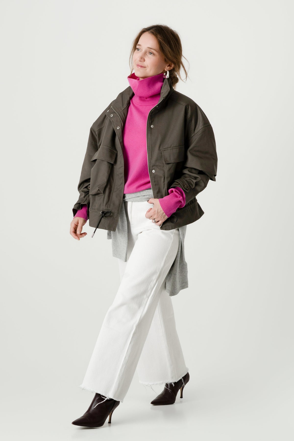 Pink Wool Cashmere Poloneck – 70% Wool 30% Cashmere – Anne style, Porridge Knitwear