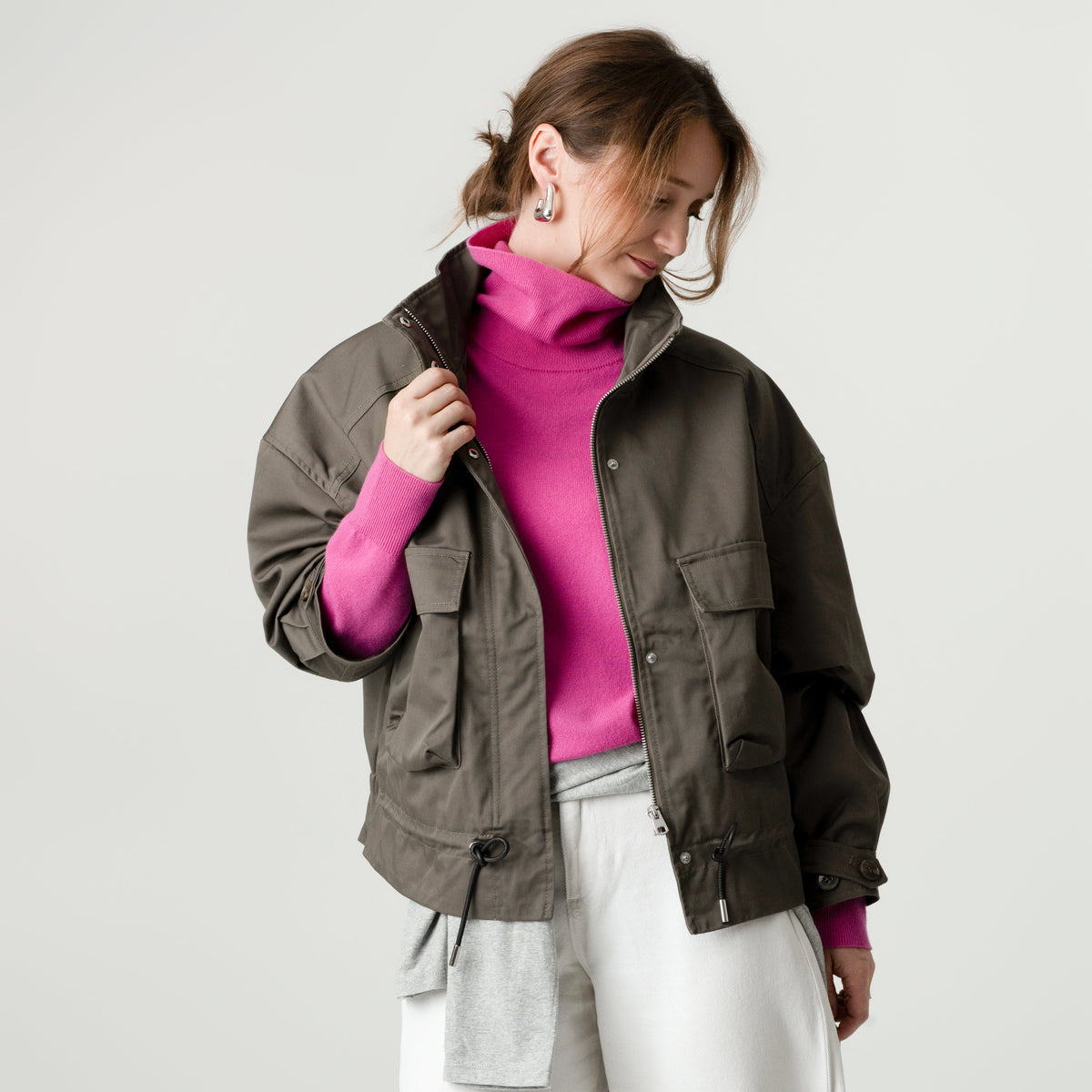 Pink Wool Cashmere Poloneck – 70% Wool 30% Cashmere – Anne style, Porridge Knitwear