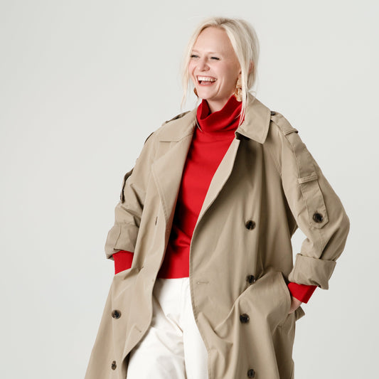 Red Wool Cashmere Poloneck – 70% Wool 30% Cashmere – Anne style, Porridge Knitwear