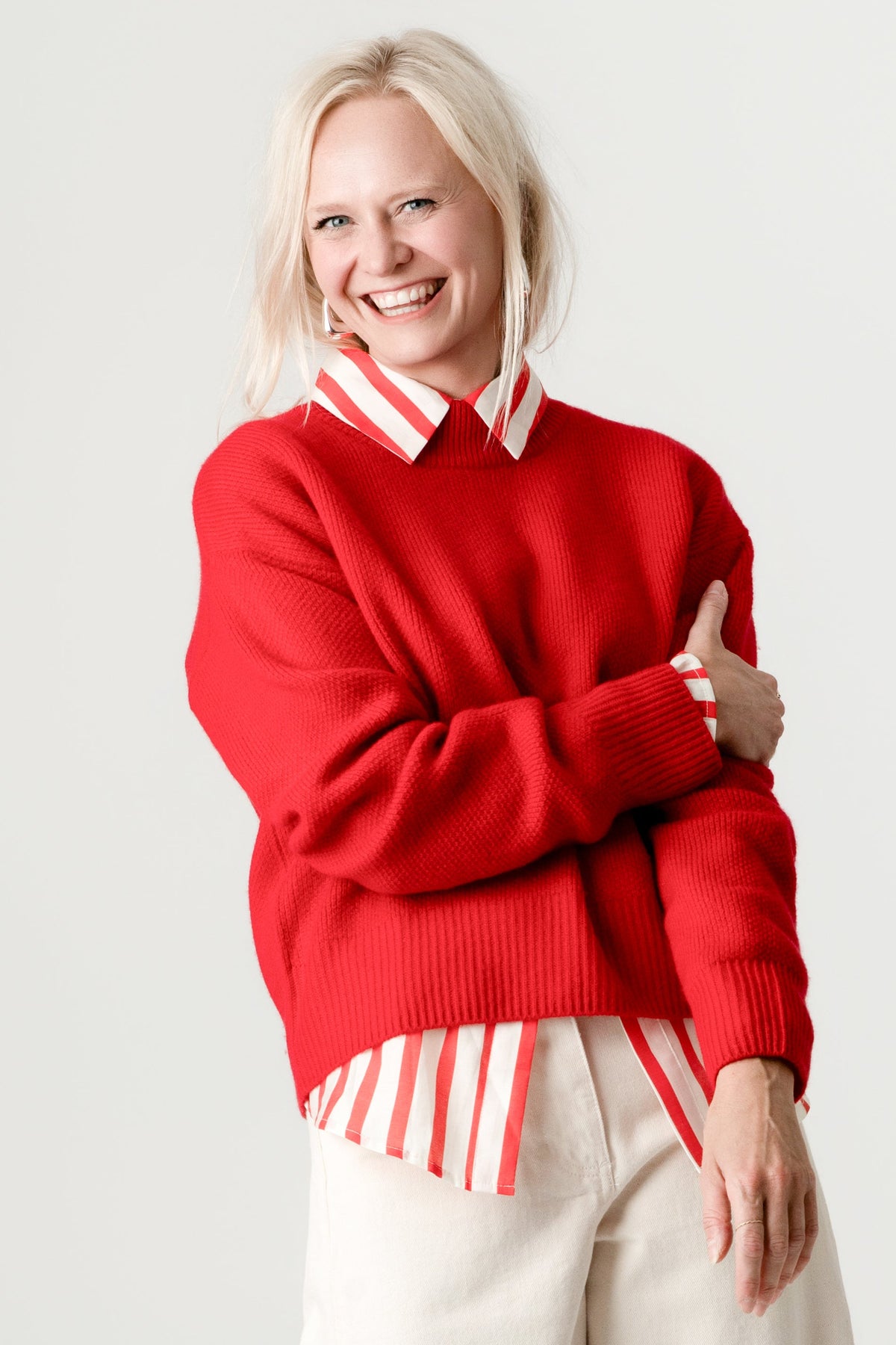 Red Wool Cashmere Jumper – 70% Wool 30% Cashmere – Amy style, Porridge Knitwear
