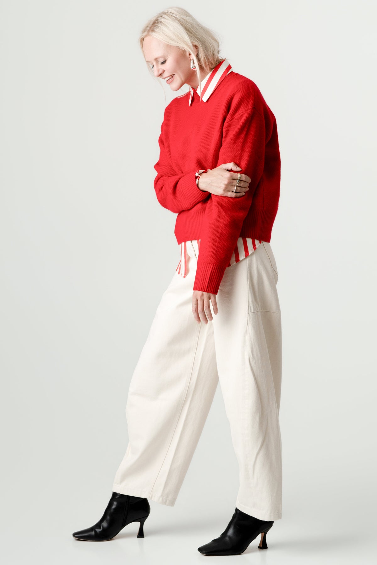 Red Wool Cashmere Jumper – 70% Wool 30% Cashmere – Amy style, Porridge Knitwear