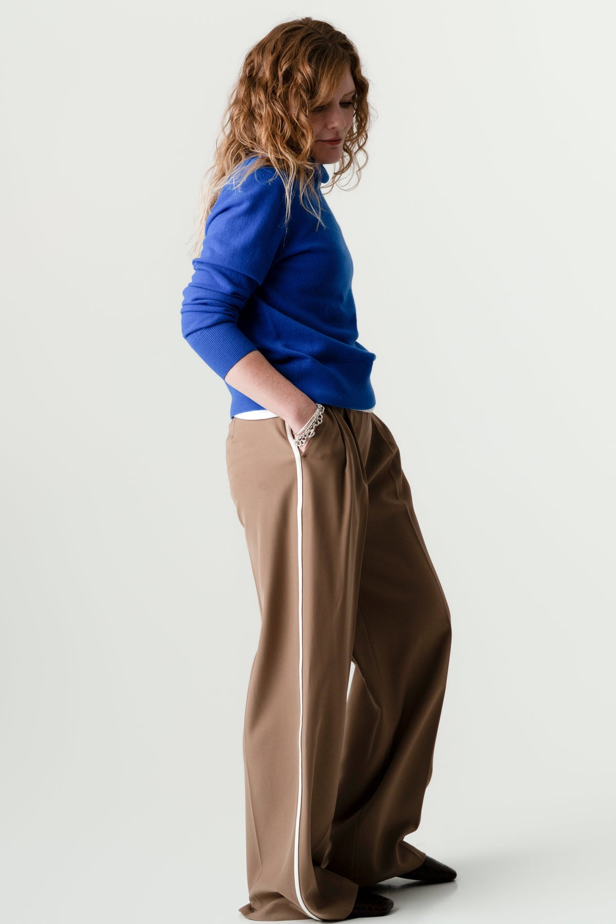 Blue Wool Cashmere Poloneck – 70% Wool 30% Cashmere – Anne style, Porridge Knitwear