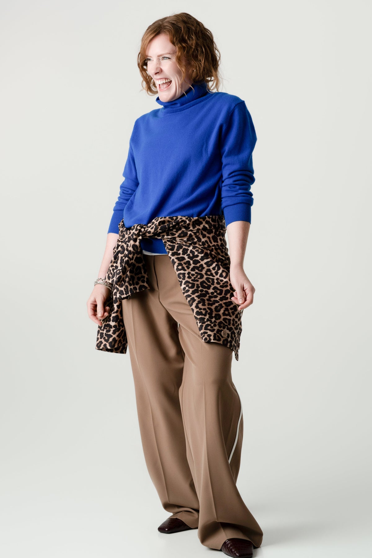Blue Wool Cashmere Poloneck – 70% Wool 30% Cashmere – Anne style, Porridge Knitwear