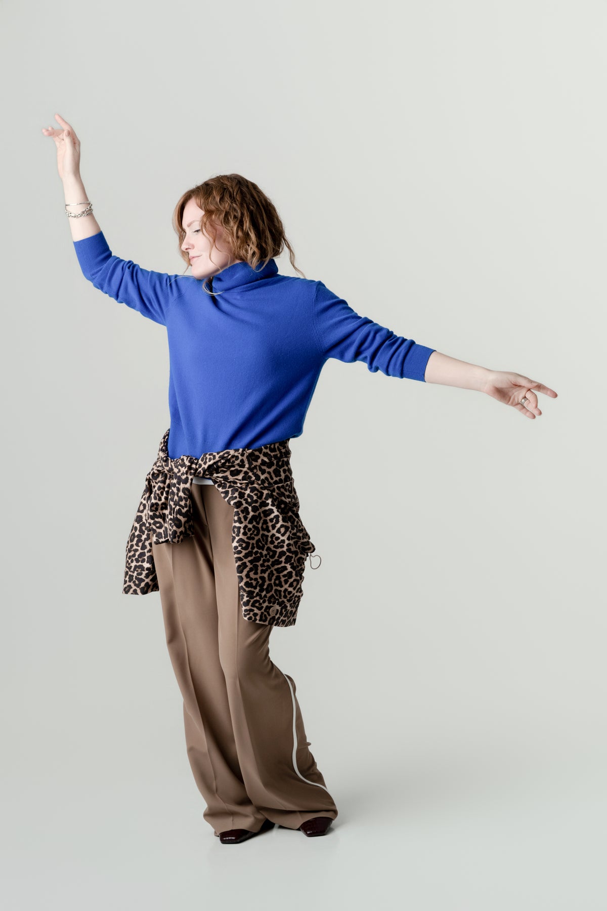 Blue Wool Cashmere Poloneck – 70% Wool 30% Cashmere – Anne style, Porridge Knitwear
