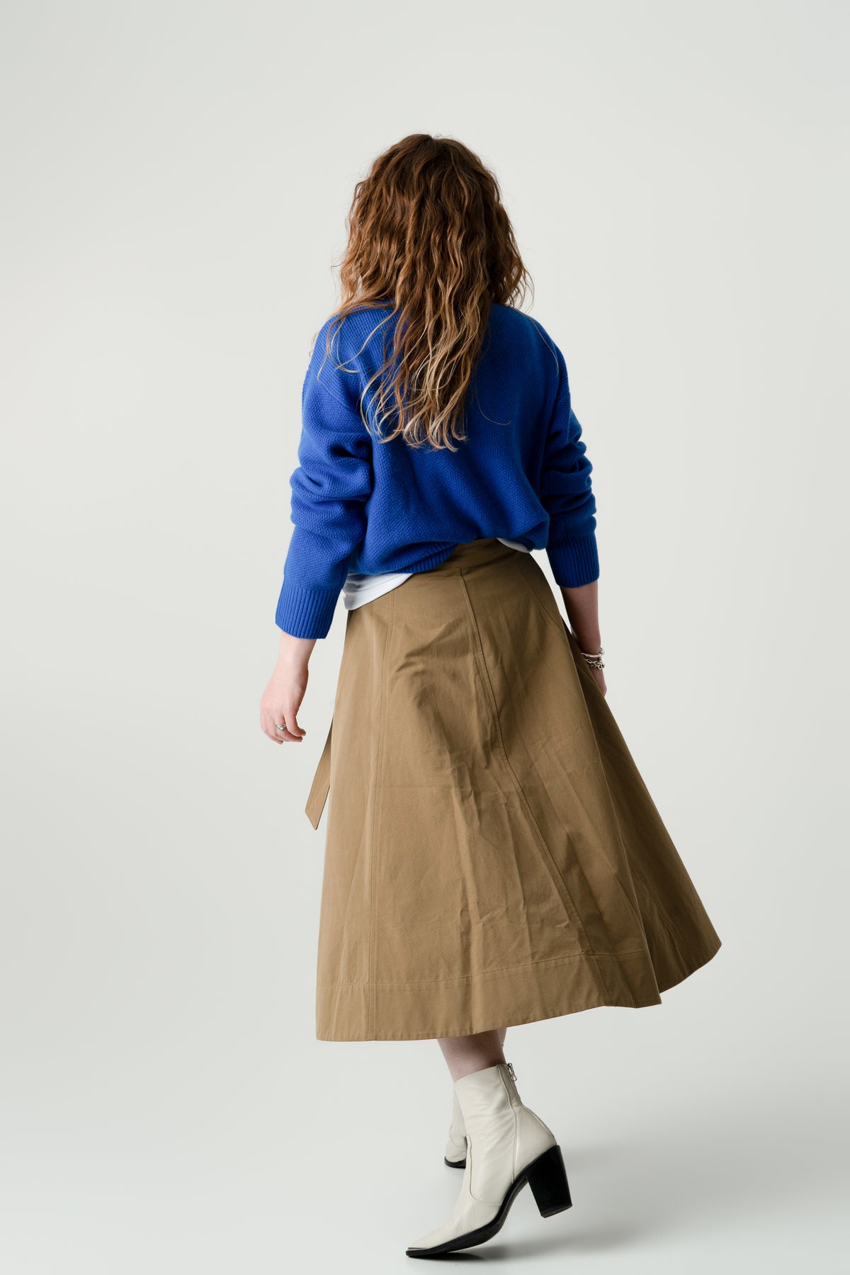 Blue Wool Cashmere Jumper – 70% Wool 30% Cashmere – Amy style, Porridge Knitwear