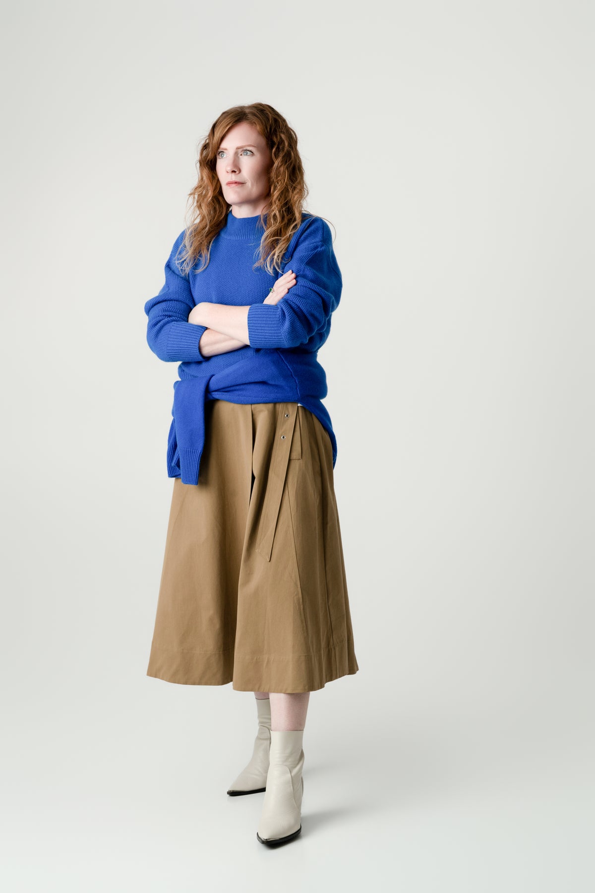 Blue Wool Cashmere Jumper – 70% Wool 30% Cashmere – Amy style, Porridge Knitwear