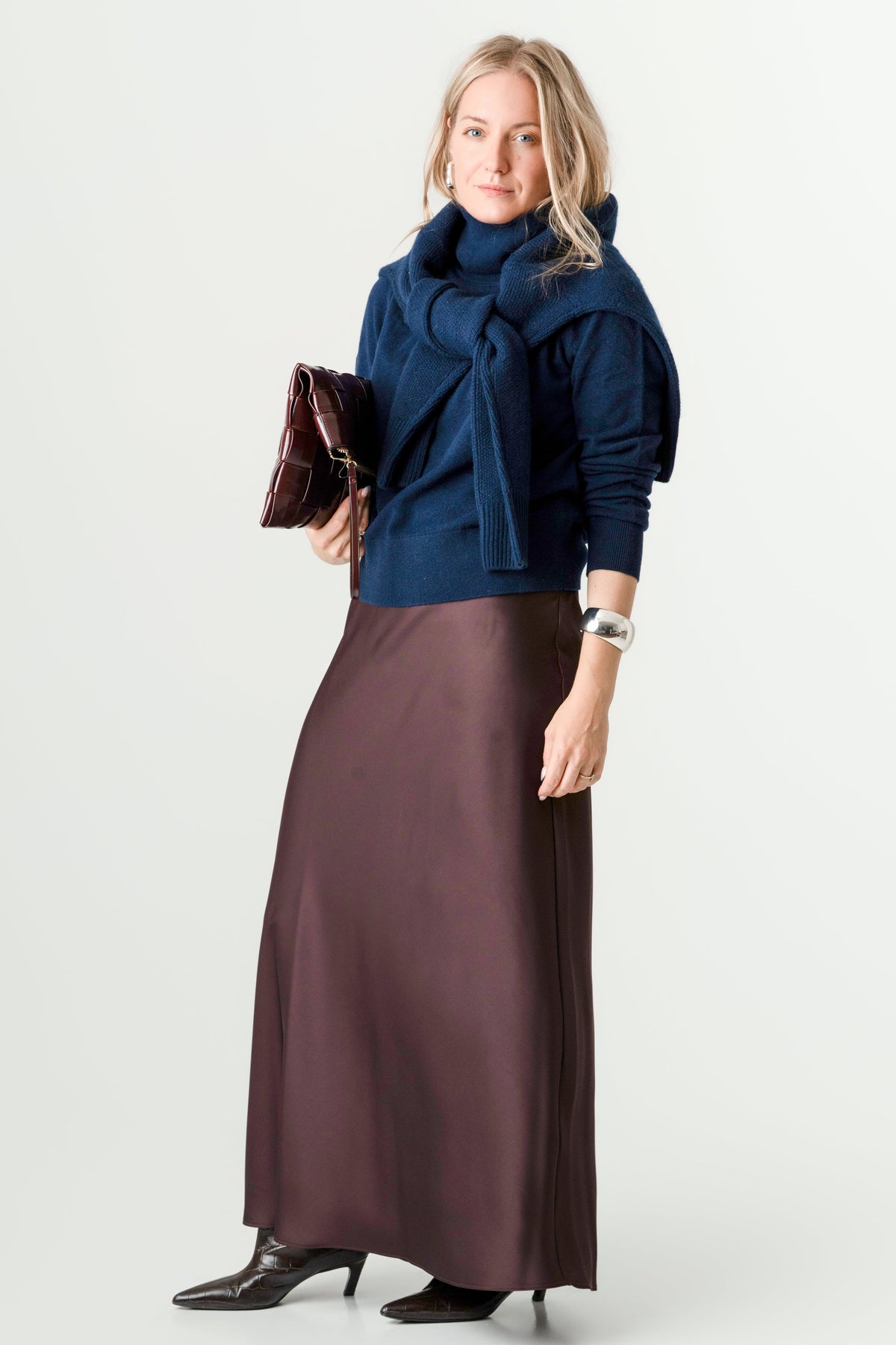 Navy Wool Cashmere Poloneck – 70% Wool 30% Cashmere – Anne style, Porridge Knitwear