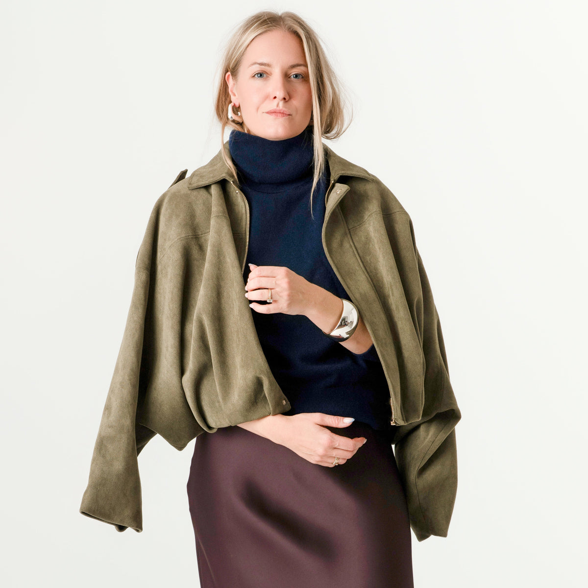 Navy Wool Cashmere Poloneck – 70% Wool 30% Cashmere – Anne style, Porridge Knitwear