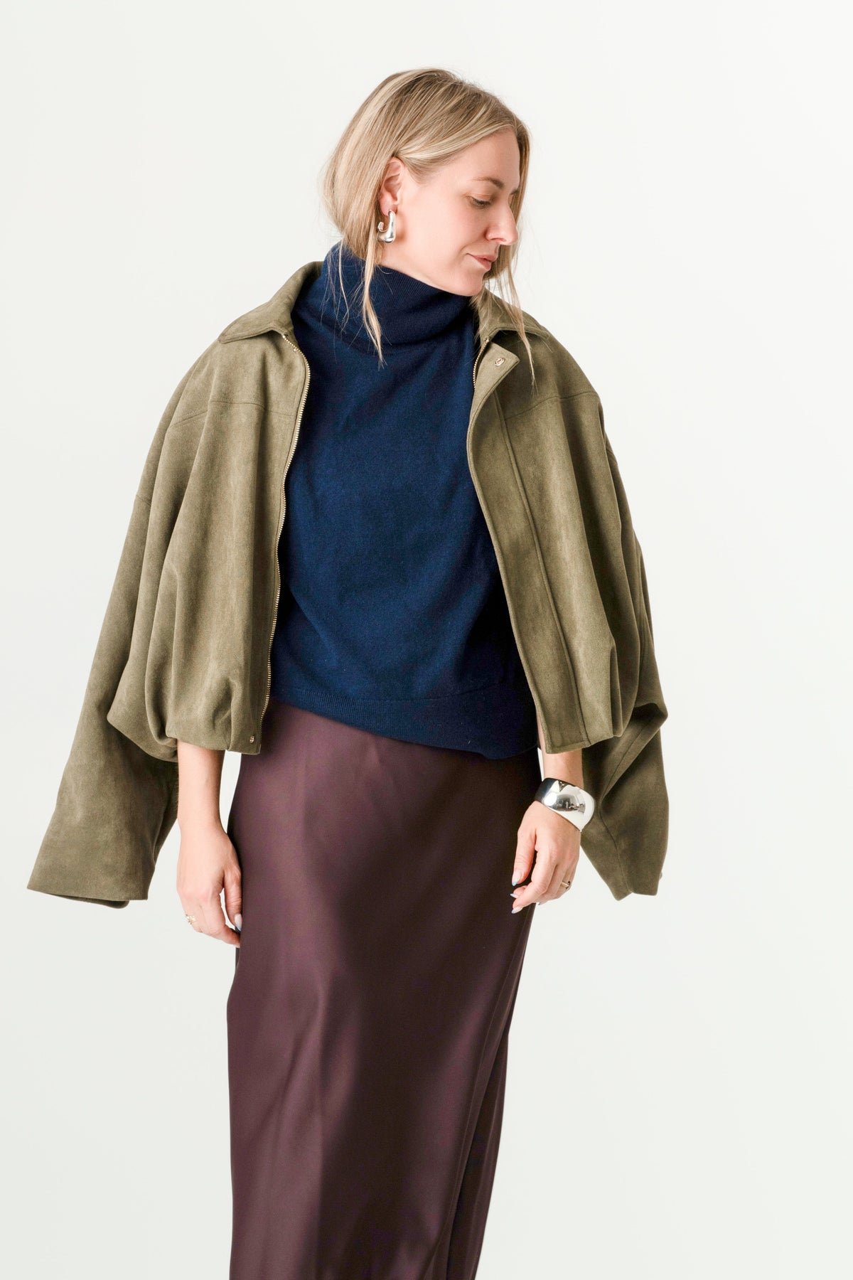 Navy Wool Cashmere Poloneck – 70% Wool 30% Cashmere – Anne style, Porridge Knitwear