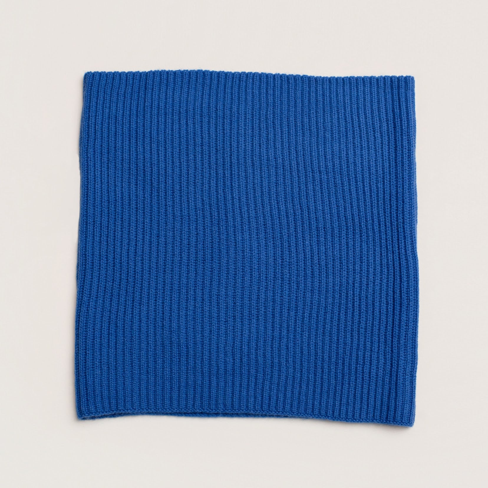 Blue Cashmere snood laid flat