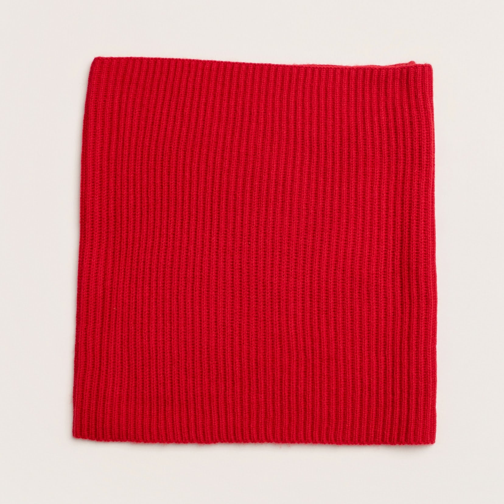 Red Cashmere snood laid flat