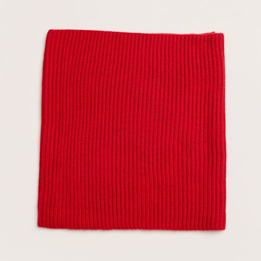 Red Cashmere snood laid flat