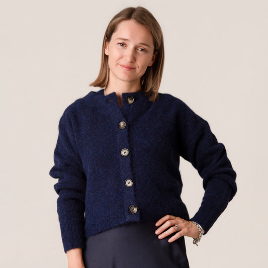 Alpaca Gerry Cardigan - Inky Blue