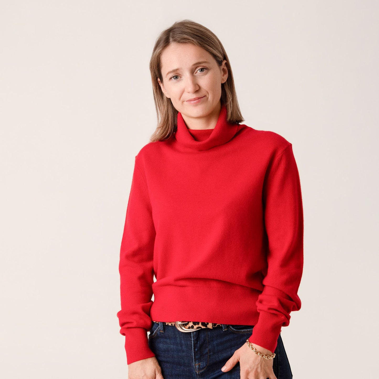 Cashmere Anne Poloneck - Red