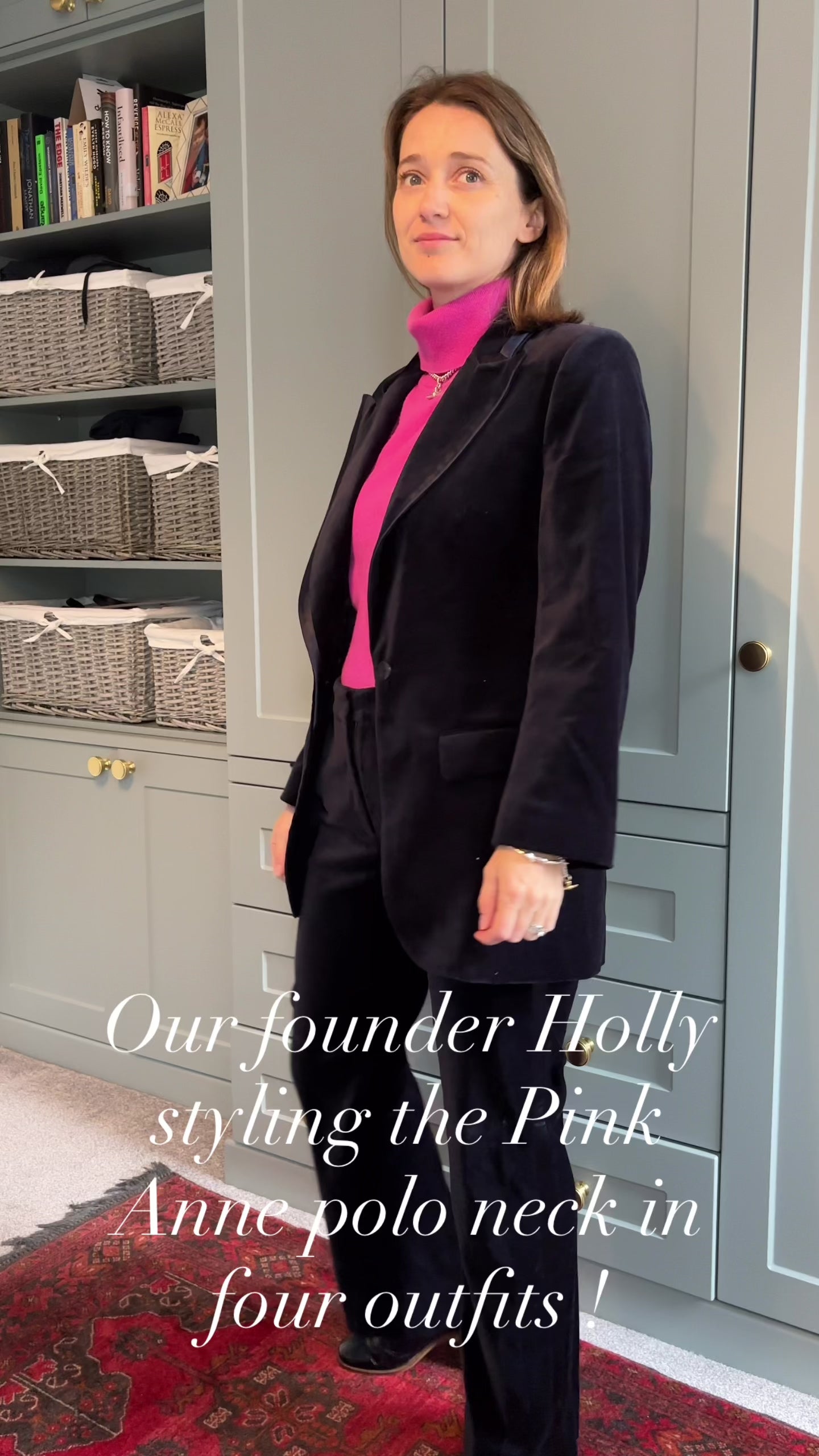 styling of a pink polo neck 